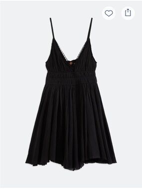 Free People Black Lace-Trim Spaghetti Strap Mini Dress